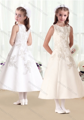 New Arrival Scoop Princess Flower Girl Dresses with Appliques