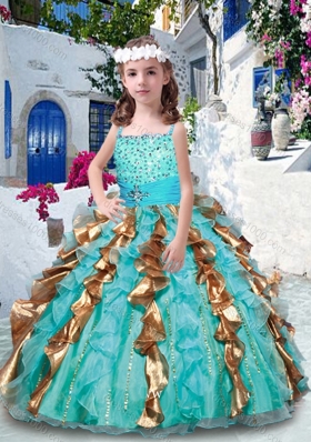 2016 Pretty Ball Gown Spaghetti Straps Little Girl Pageant Dresses with Beading and Ruffles