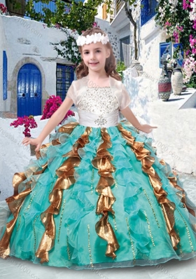 2016 Pretty Ball Gown Spaghetti Straps Little Girl Pageant Dresses with Beading and Ruffles