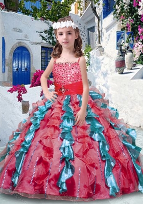 2016 Pretty Ball Gown Spaghetti Straps Little Girl Pageant Dresses with Beading and Ruffles