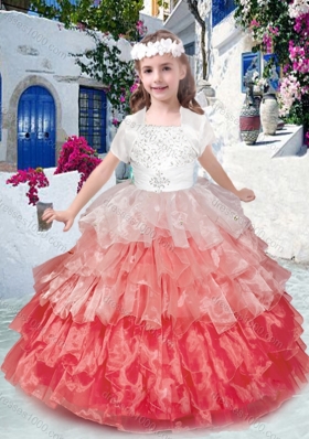 Beautiful Spaghetti Straps Little Girl Pageant Dresses with Beading and Ruffled Layers