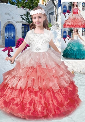 Beautiful Spaghetti Straps Little Girl Pageant Dresses with Beading and Ruffled Layers