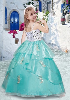 Best Spaghetti Straps Little Girl Pageant Dresses with Appliques and Beading