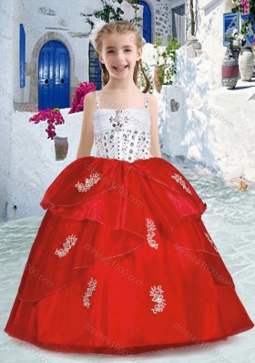 Best Spaghetti Straps Little Girl Pageant Dresses with Appliques and Beading