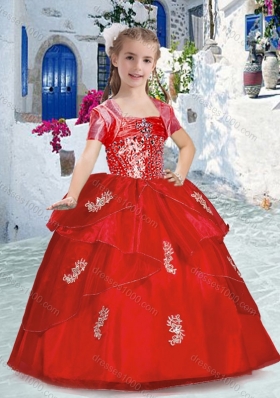 Best Spaghetti Straps Little Girl Pageant Dresses with Appliques and Beading