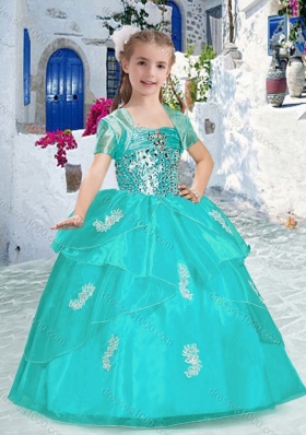 Best Spaghetti Straps Little Girl Pageant Dresses with Appliques and Beading