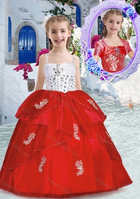 Best Spaghetti Straps Little Girl Pageant Dresses with Appliques and Beading