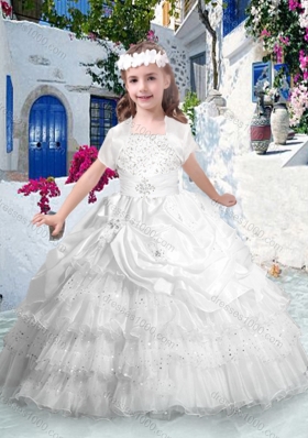 Classical Ball Gown Little Girl Pageant Dresses with Ruffled Layers and Beading