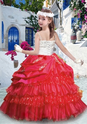 Classical Ball Gown Little Girl Pageant Dresses with Ruffled Layers and Beading