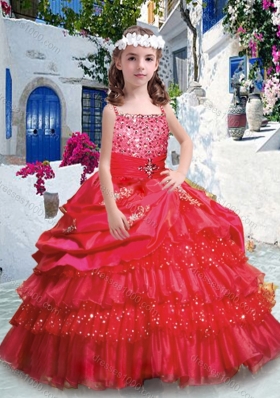 Classical Ball Gown Little Girl Pageant Dresses with Ruffled Layers and Beading