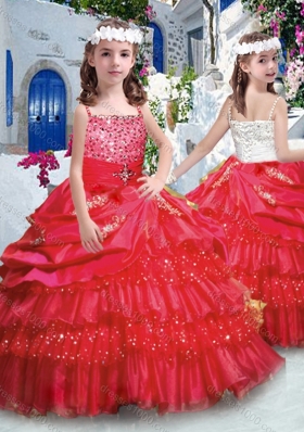 Classical Ball Gown Little Girl Pageant Dresses with Ruffled Layers and Beading