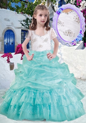 Elegant Straps Ball Gown Little Girl Pageant Dresses with Beading and Bubles