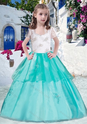 Gorgeous Straps Little Girl Pageant Dresses with Appliques and Beading