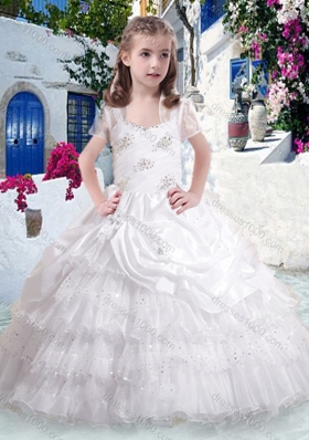 Gorgeous Straps Little Girl Pageant Dresses with Ruffled Layers and Beading