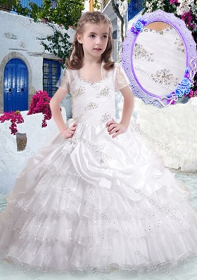 Gorgeous Straps Little Girl Pageant Dresses with Ruffled Layers and Beading