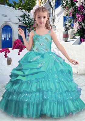 Gorgeous Straps Little Girl Pageant Dresses with Ruffled Layers and Beading