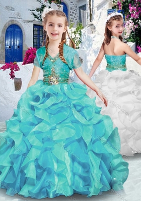 Latest Halter Top Little Girl Pageant Dresses with Ruffles and Beading