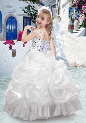 Lovely Spaghetti Straps Little Girl Pageant Dresses with Beading and Bubles