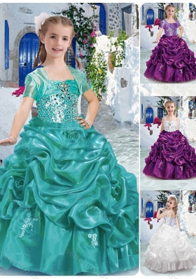 Lovely Spaghetti Straps Little Girl Pageant Dresses with Beading and Bubles