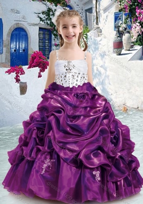 Lovely Spaghetti Straps Little Girl Pageant Dresses with Beading and Bubles