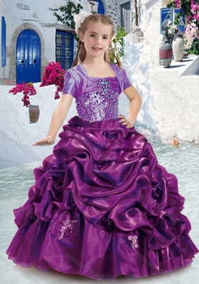 Lovely Spaghetti Straps Little Girl Pageant Dresses with Beading and Bubles