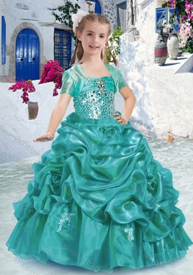 Lovely Spaghetti Straps Little Girl Pageant Dresses with Beading and Bubles