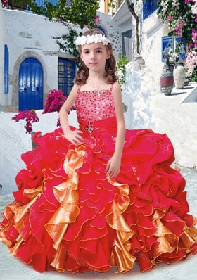 Luxurious Spaghetti Straps Little Girl Pageant Dresses with Beading and Ruffles