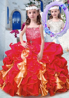 Luxurious Spaghetti Straps Little Girl Pageant Dresses with Beading and Ruffles