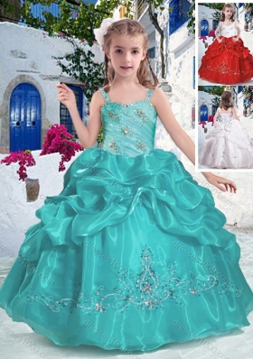 Most Popular Straps Little Girl Pageant Dresses with Beading and Bubles