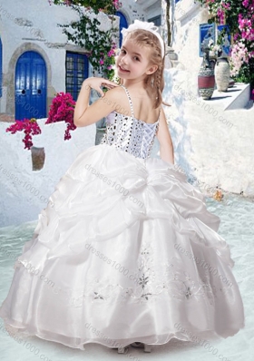 New Arrivals Spaghetti Straps Little Girl Pageant Dresses with Beading and Bubles