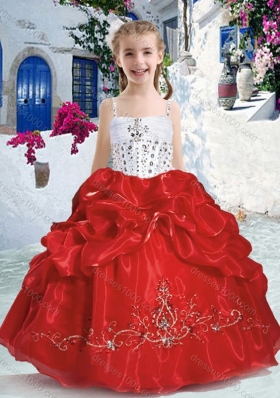 New Arrivals Spaghetti Straps Little Girl Pageant Dresses with Beading and Bubles