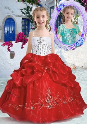 New Arrivals Spaghetti Straps Little Girl Pageant Dresses with Beading and Bubles