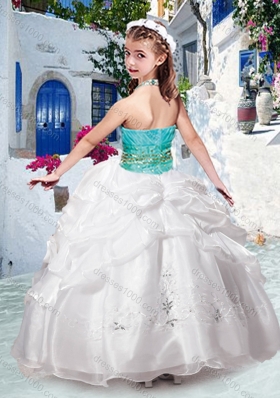 New Style Halter Top Bubles Little Girl Pageant Dresses in Turquoise