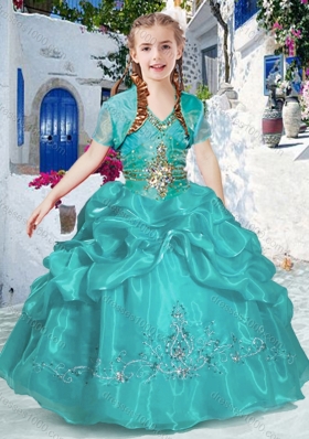 New Style Halter Top Bubles Little Girl Pageant Dresses in Turquoise