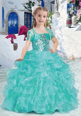 Perfect Spaghetti Straps Little Girl Pageant Dresses with Beading and Ruffles