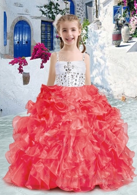 Perfect Spaghetti Straps Little Girl Pageant Dresses with Beading and Ruffles