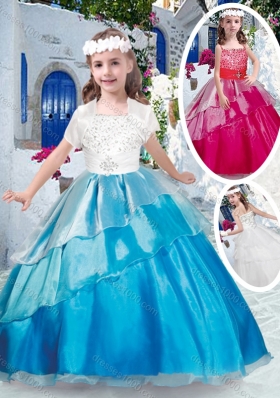 Pretty Spaghetti Straps Little Girl Pageant Dresses with Beading and Ruffles