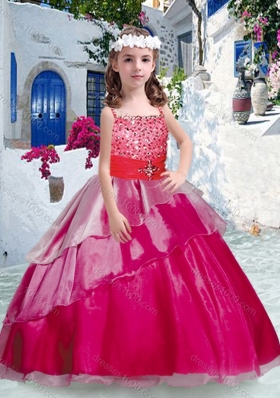 Pretty Spaghetti Straps Little Girl Pageant Dresses with Beading and Ruffles