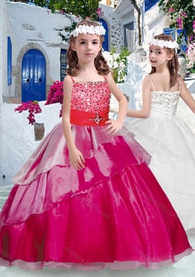 Pretty Spaghetti Straps Little Girl Pageant Dresses with Beading and Ruffles