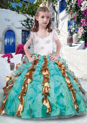 Top Selling Straps Little Girl Pageant Dresses with Beading and Ruffles