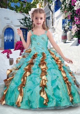 Top Selling Straps Little Girl Pageant Dresses with Beading and Ruffles