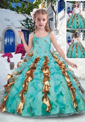 Top Selling Straps Little Girl Pageant Dresses with Beading and Ruffles