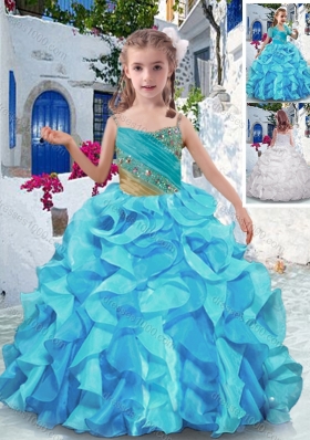 Wonderful Spaghetti Straps Little Girl Pageant Dresses with Beading and Ruffles