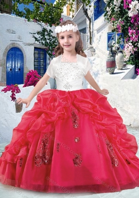 Beautiful Spaghetti Straps Little Girl Pageant Dresses with Appliques and Bubles