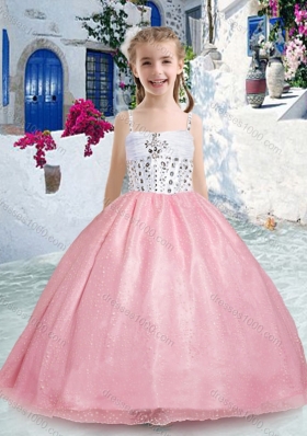 Beautiful Spaghetti Straps Pink Mini Quinceanera Dresses with Beading