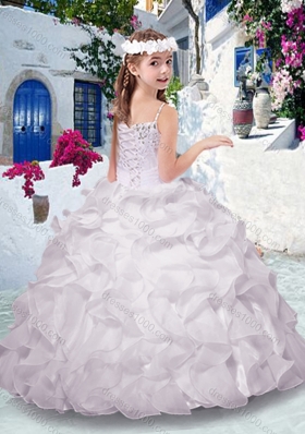 Best Spaghetti Straps Little Girl Pageant Dresses with Appliques and Ruffles