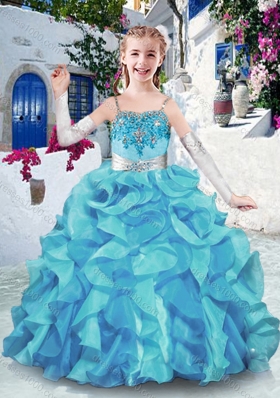 Best Spaghetti Straps Little Girl Pageant Dresses with Appliques and Ruffles