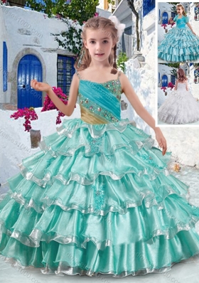 Elegant Spaghetti Straps Little Girl Pageant Dresses with Ruffled Layers and Beading