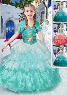 Gorgeous Straps Mini Quinceanera Dresses with Ruffled Layers and Beading