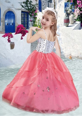 Hot Sale Spaghetti Straps Ball Gown Beading Little Girl Pageant Dresses